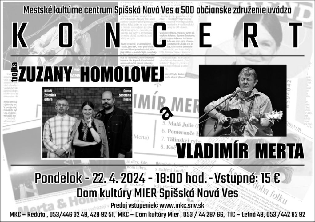 Obrázok podujatia Vladimír MERTA & Zuzana HOMOLOVÁ - folkový koncert