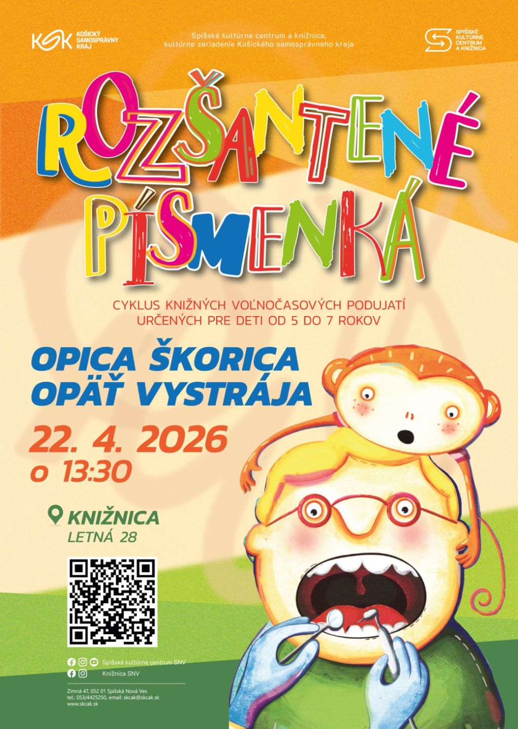 Podujatie Rozšantené písmenká: Opica Škorica opäť vystrája